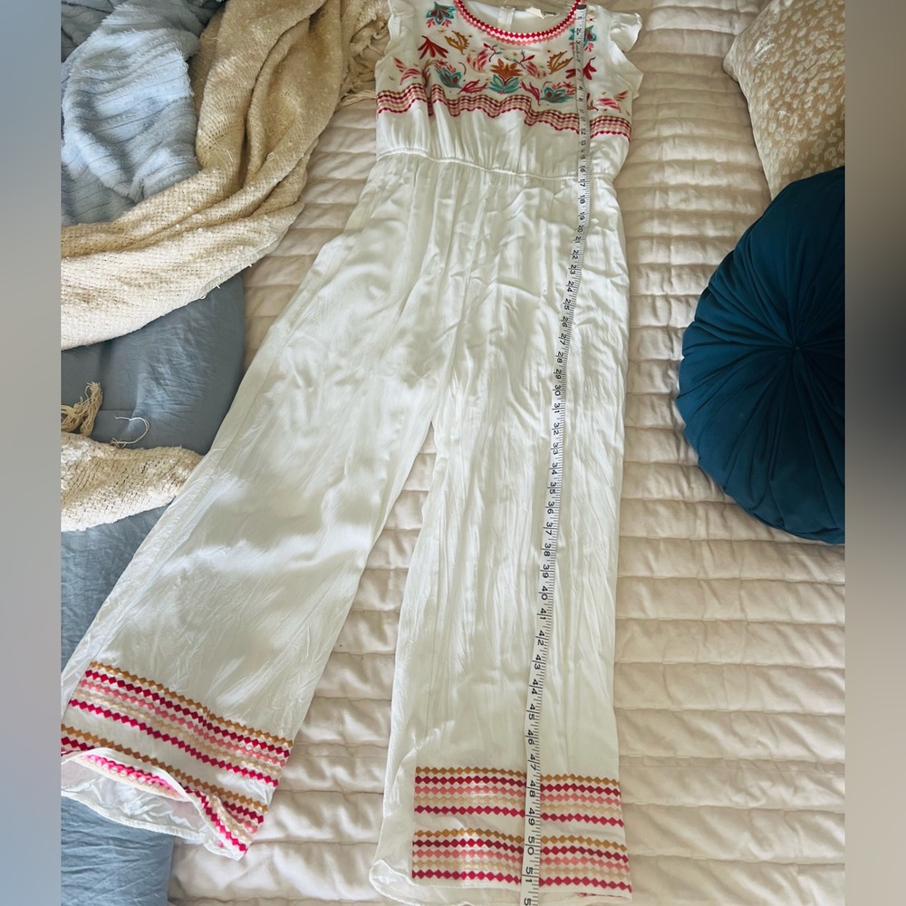 Savanna Jane Embroidered White Jumpsuit Size Large - Picture 7 of 7
